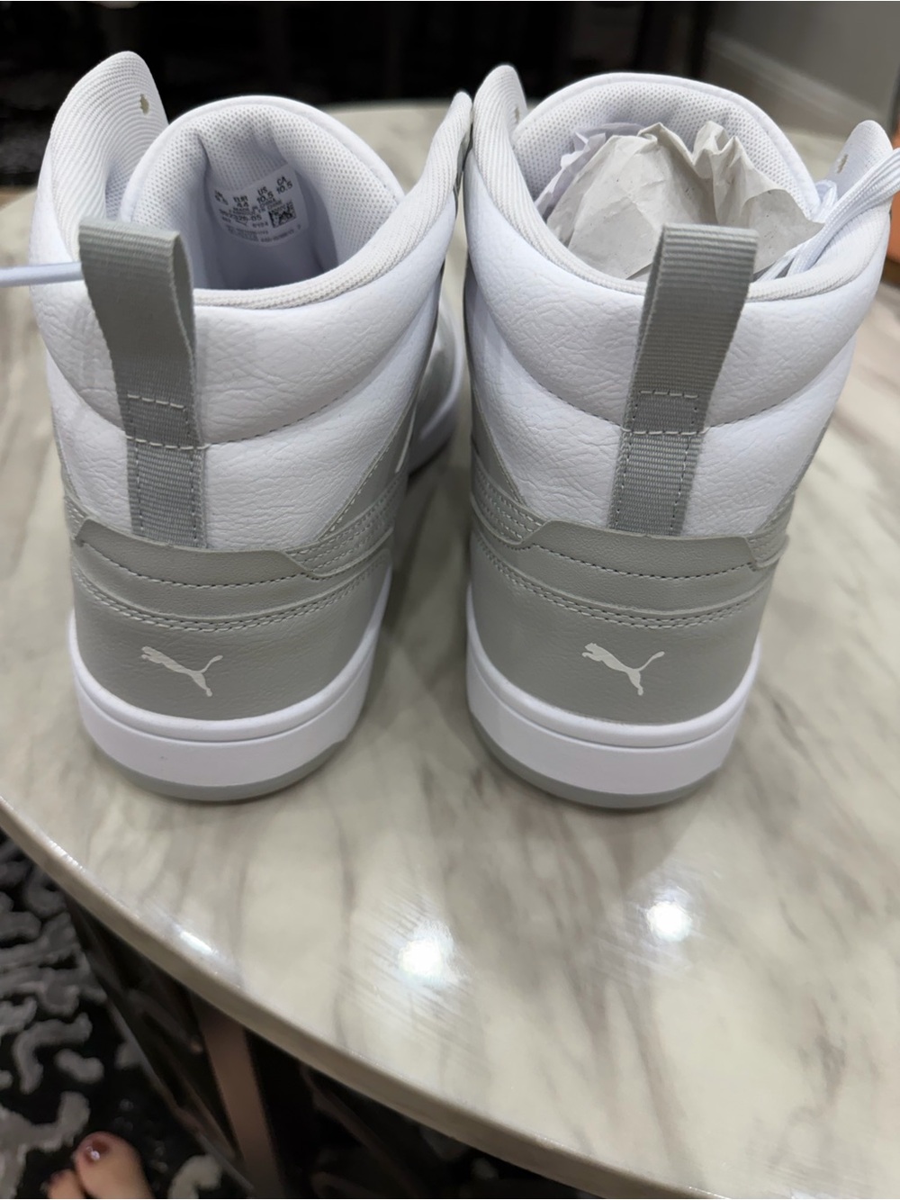 Puma Men's High-Top Sneakers in White and Light Gray - Picture 3 of 9